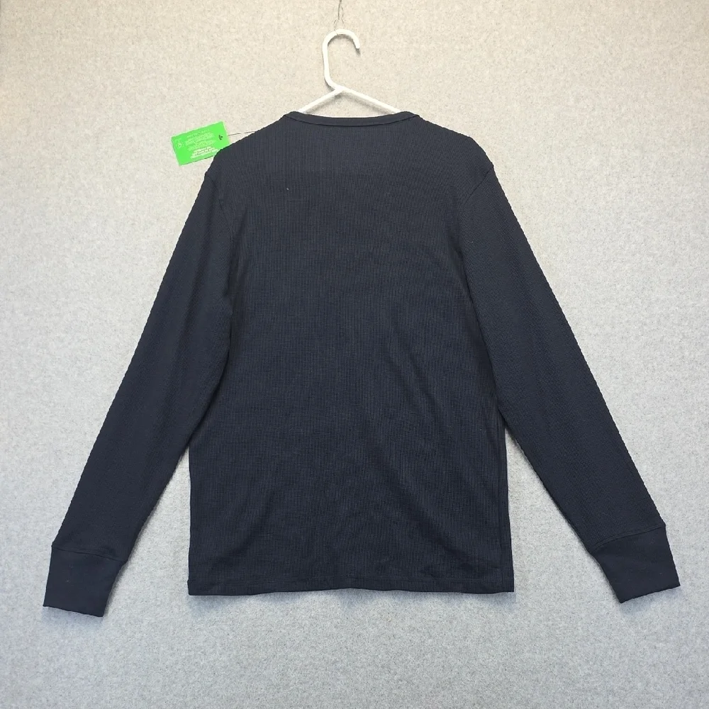Tommy Hilfiger Navy Waffle Knit Logo Long Sleeve Shirt Men’s Large NWT
